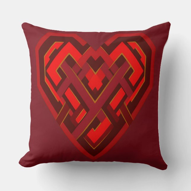 Interwoven Heart of Love – Modern Geometric Kussen (Voorkant)
