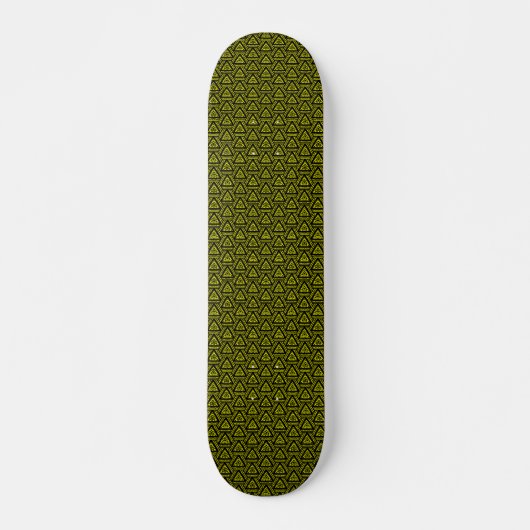 Interwoven Triangles v2 - Zwart en Geel Skateboard (Voorkant)