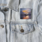 Intha-beenroeiboot van vissers met netten vierkante button 5,1 cm (In situ)