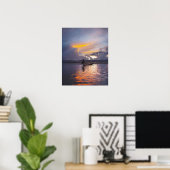 Intha visser been roeiende boot vissen met net poster (Thuiskantoor)