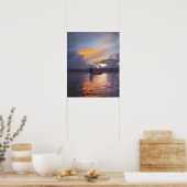 Intha visser been roeiende boot vissen met net poster (Keuken)