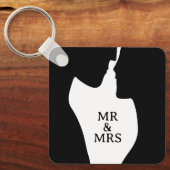Intiem koppel kussen silhouet Mr en Mrs. Sleutelhanger (Voorkant)