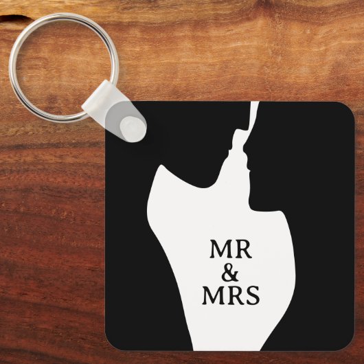 Intiem koppel kussen silhouet Mr en Mrs. Sleutelhanger (Voorkant)