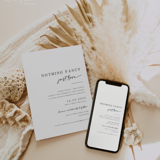 Intieme bruiloft nodigen niets Fancy gewoon liefde Kaart