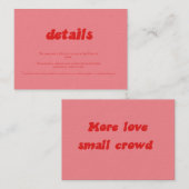 Intimate Retro Roze & Rode Huwelijksdetailkaart Informatiekaartje (Voorkant / Achterkant)