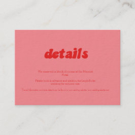 Intimate Retro Roze & Rode Huwelijksdetails Kaart