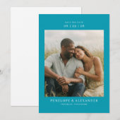 Intimate Teal Modern Photo Save The Date (Voorkant / Achterkant)