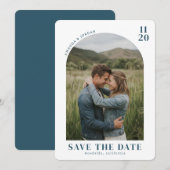 Intimiteit Blauw Rustieke Foto Save The Date (Voorkant / Achterkant)