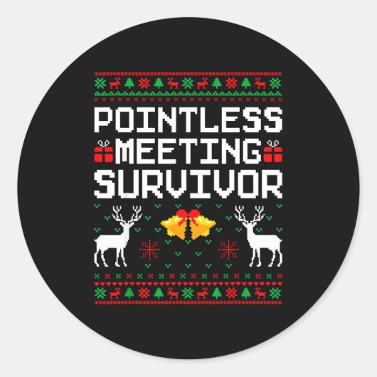 Intless Meeting Survivor Ugly Christmas Sweater Of Ronde Sticker (Voorkant)