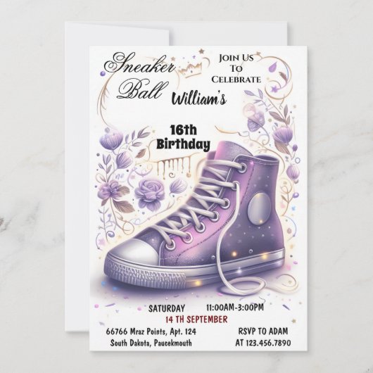 Into Chic Schoen Meisje Sweet 16 Sneaker Ball Verj Kaart (Voorkant)