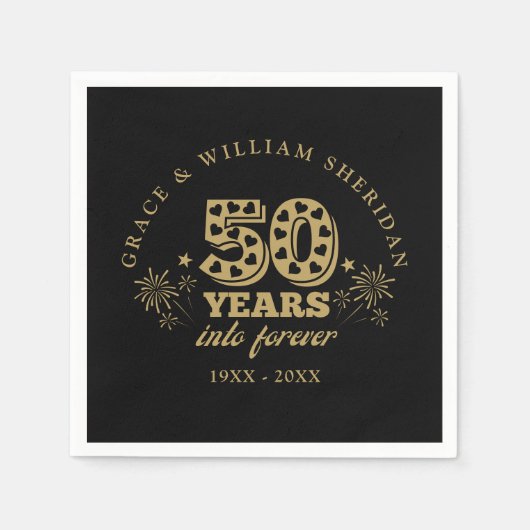 Into Forever 50th Jubileum Zwart en Goud Servet (Voorkant)