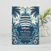 Into Ocean Waves Reis Anker Jacht 30e Verjaardag Kaart (Staand voorkant)