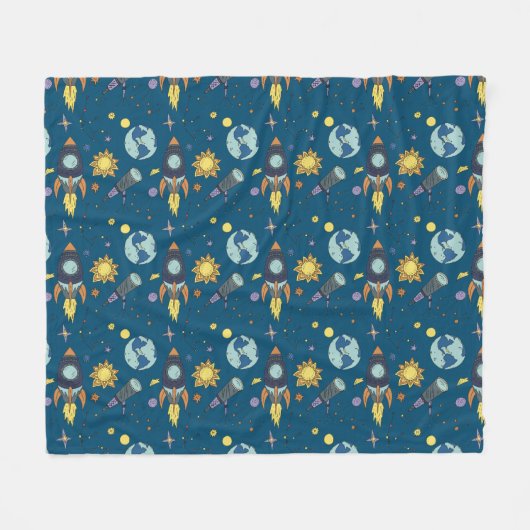 Into Space Cosmos Pattern   Fleece Deken (Voorkant (Horizontaal))