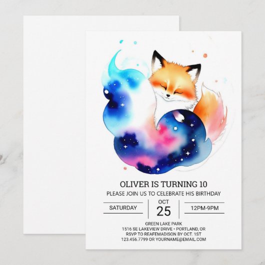 Into the Bossen Fox Party Verjaardag Kaart (Voorkant / Achterkant)