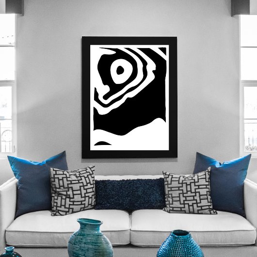 Into the Deep: Abstract Zwart & Wit Canvas Afdruk