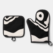 Into the Deep: Abstract Zwart & Wit Ovenwant & Pannenlap Set (Voorkant)