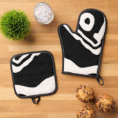 Into the Deep: Abstract Zwart & Wit Ovenwant & Pannenlap Set (Top down)