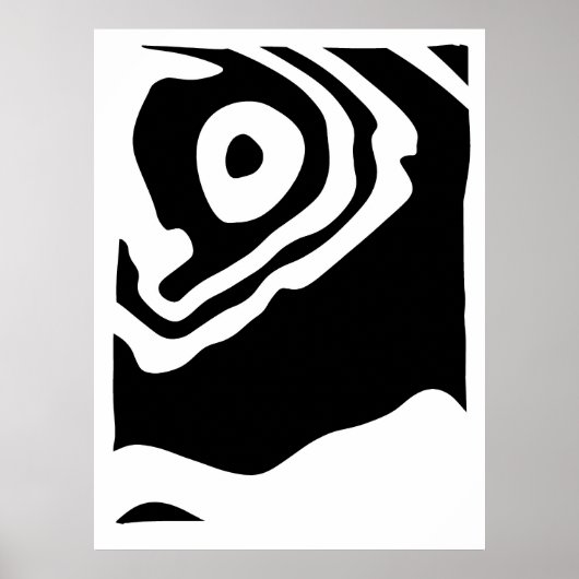 Into the Deep: Abstract Zwart & Wit Poster (Voorkant)