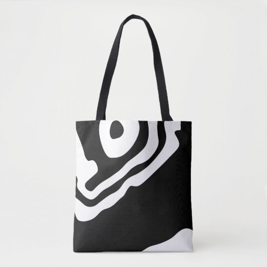Into the Deep: Abstract Zwart & Wit Tote Bag (Voorkant)