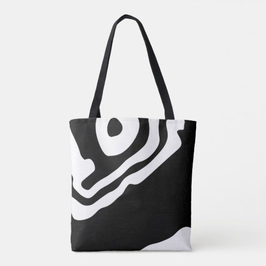 Into the Deep: Abstract Zwart & Wit Tote Bag (Achterkant)