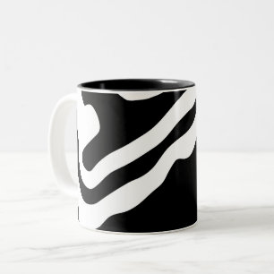 Into the Deep: Abstract Zwart & Wit Tweekleurige Koffiemok