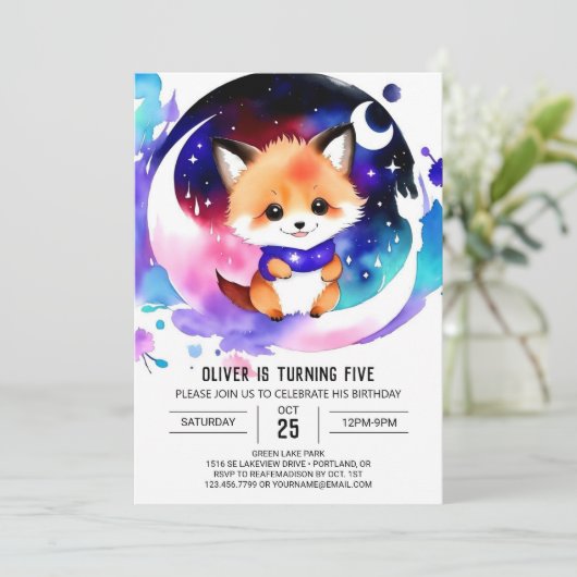 Into the Fantasy Fox Verjaardag Kaart (Staand voorkant)