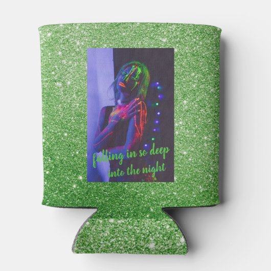 Into the Night Green Faux Glitter Blikjeskoeler (Achterkant)