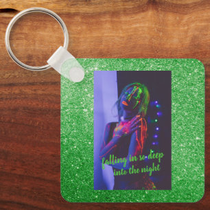 Into the Night Green Faux Glitter Sleutelhanger