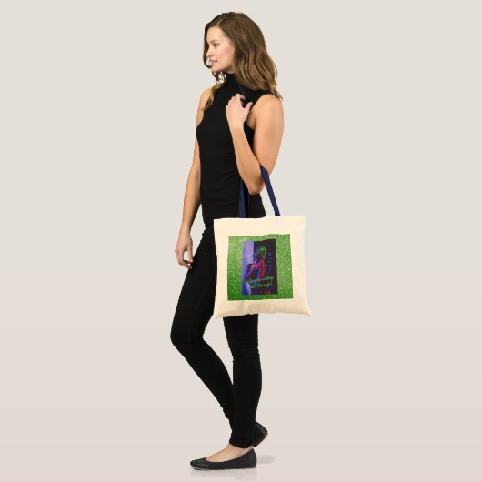 Into the Night Green Faux Glitter Tote Bag (Voorkant (model))