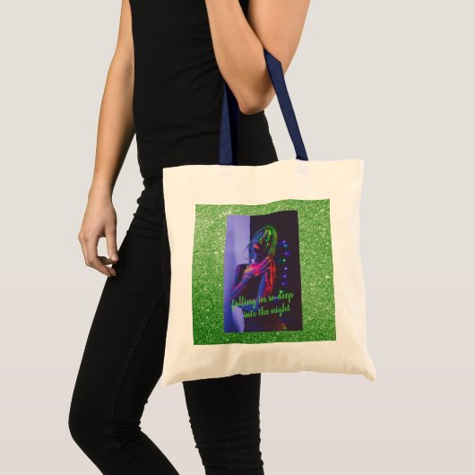Into the Night Green Faux Glitter Tote Bag (Voorkant (product))
