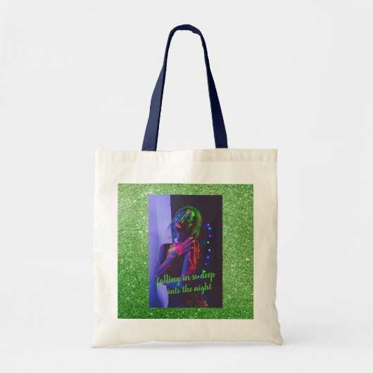 Into the Night Green Faux Glitter Tote Bag (Voorkant)