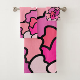Into the Pink Mid Century geometrische patroonkuns Bad Handdoek
