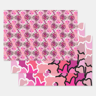 Into the Pink Mid Century geometrische patroonkuns Inpakpapier Vel