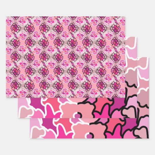 Into the Pink Mid Century geometrische patroonkuns Inpakpapier Vel (Set)