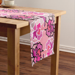 Into the Pink Mid Century geometrische patroonkuns Korte Tafelloper