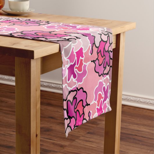 Into the Pink Mid Century geometrische patroonkuns Korte Tafelloper (Voorbeeld)