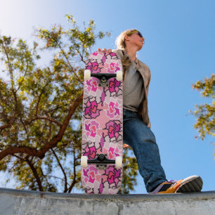 Into the Pink Mid Century geometrische patroonkuns Persoonlijk Skateboard