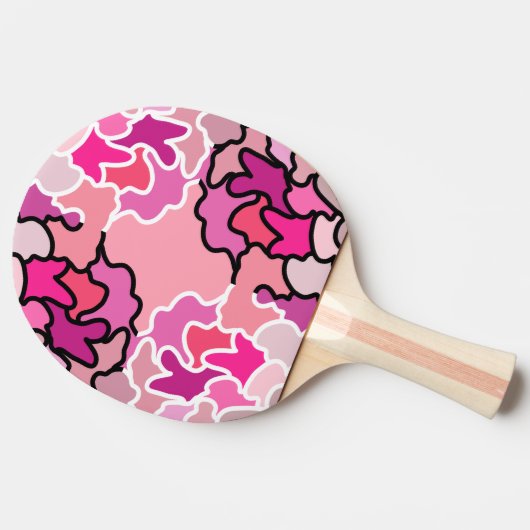 Into the Pink Mid Century geometrische patroonkuns Tafeltennisbatje (Zijkant)