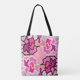 Into the Pink Mid Century geometrische patroonkuns Tote Bag