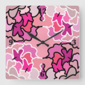 Into the Pink Mid Century geometrische patroonkuns Vierkante Klok (Voorkant)