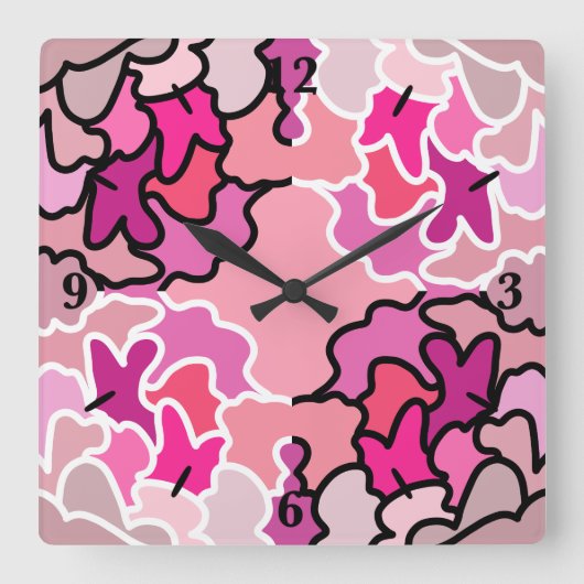 Into the Pink Mid Century geometrische patroonkuns Vierkante Klok (Voorkant)