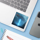 Into The Void – Diepe Ruimte Abstracte Vierkante V Sticker (Laptop met iPhone)