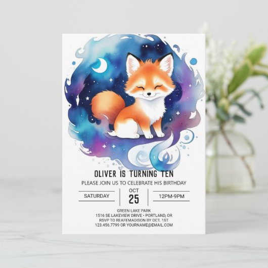 Into the Woodland Fox Verjaardag Kaart (Staand voorkant)