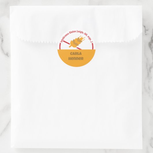 Intolérance Gluten Classic Round Sticker (Tas)