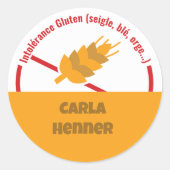 Intolérance Gluten Classic Round Sticker (Voorkant)