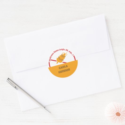 Intolérance Gluten Classic Round Sticker (Envelop)