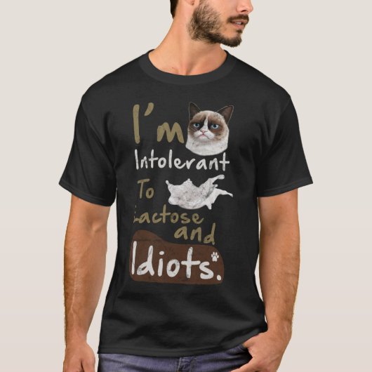 Intolerant voor lactose en idioten Kitten Angry Ca T-shirt (Voorkant)