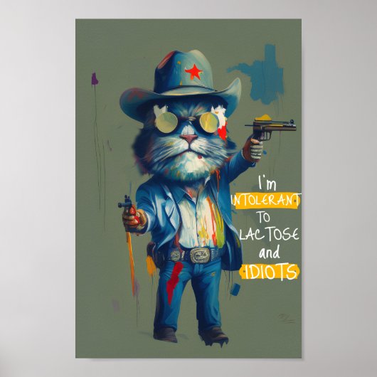 Intolerant voor Lactose & Idiots Grumpy Cat Sherif Poster (Voorkant)