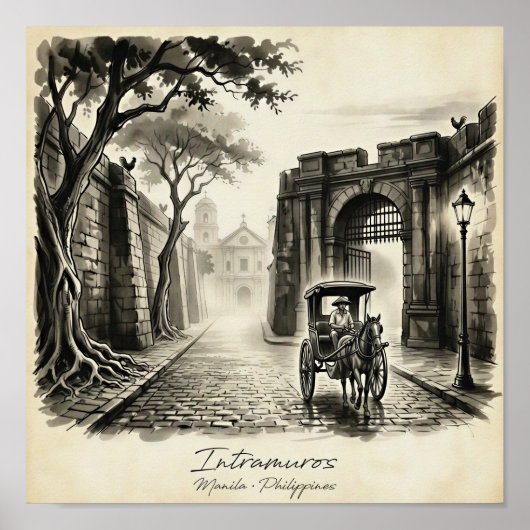 Intramuros Manila Kalesa Erfgoed Poster (Voorkant)