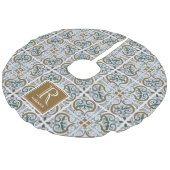 Intreget Italy Tegel Pattern, Monogram Imitatie Linnen Kerstboom Kleed (Gekanteld)